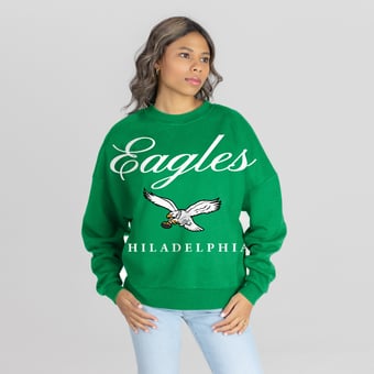 Women's Gameday Couture Kelly Green Philadelphia Eagles Legacy Club Premium Fleece Drop Shoulder Oversized Sweatshirt