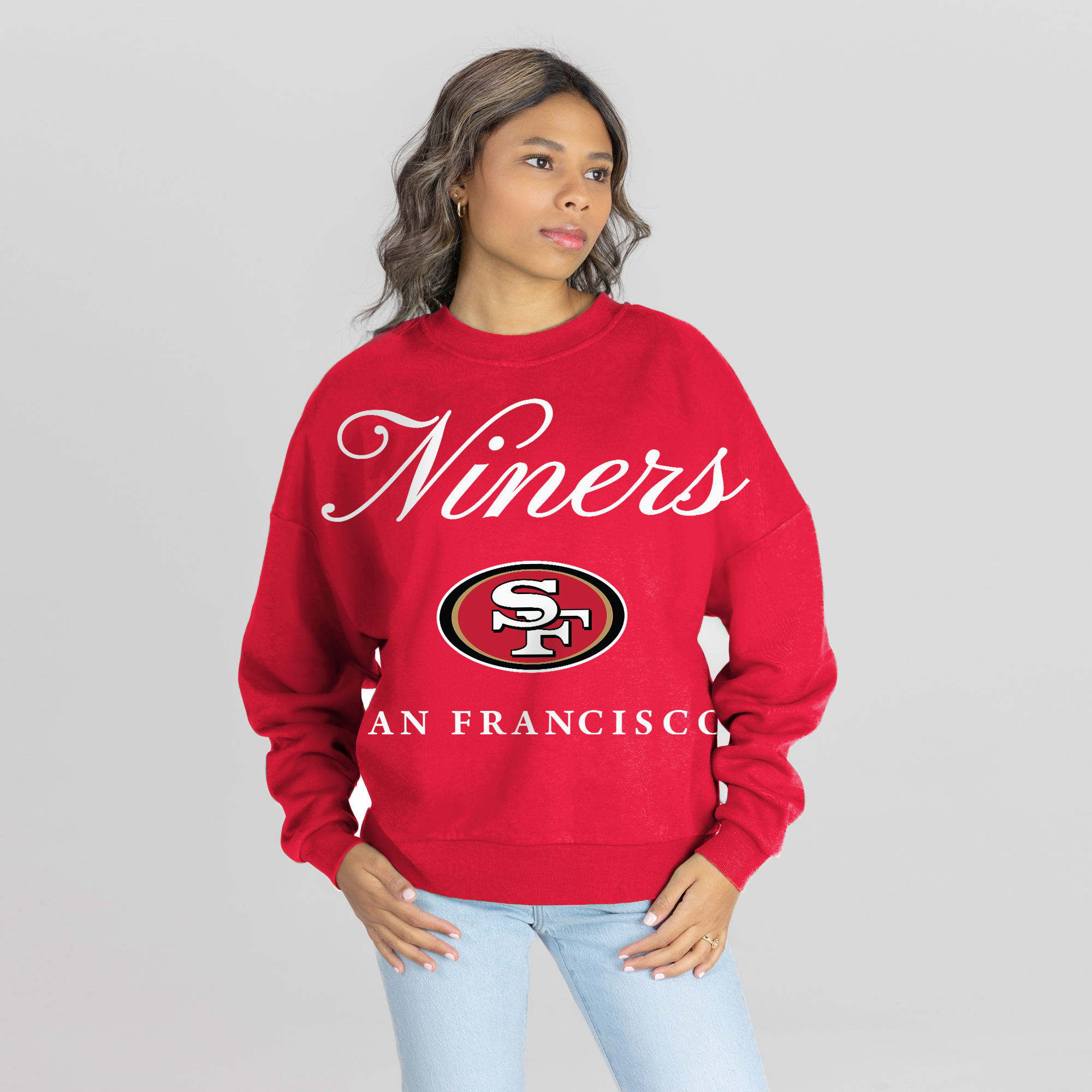 Women’s Gameday Couture Scarlet San Francisco 49ers Legacy Club Premium Fleece Drop Shoulder Oversized Sweatshirt