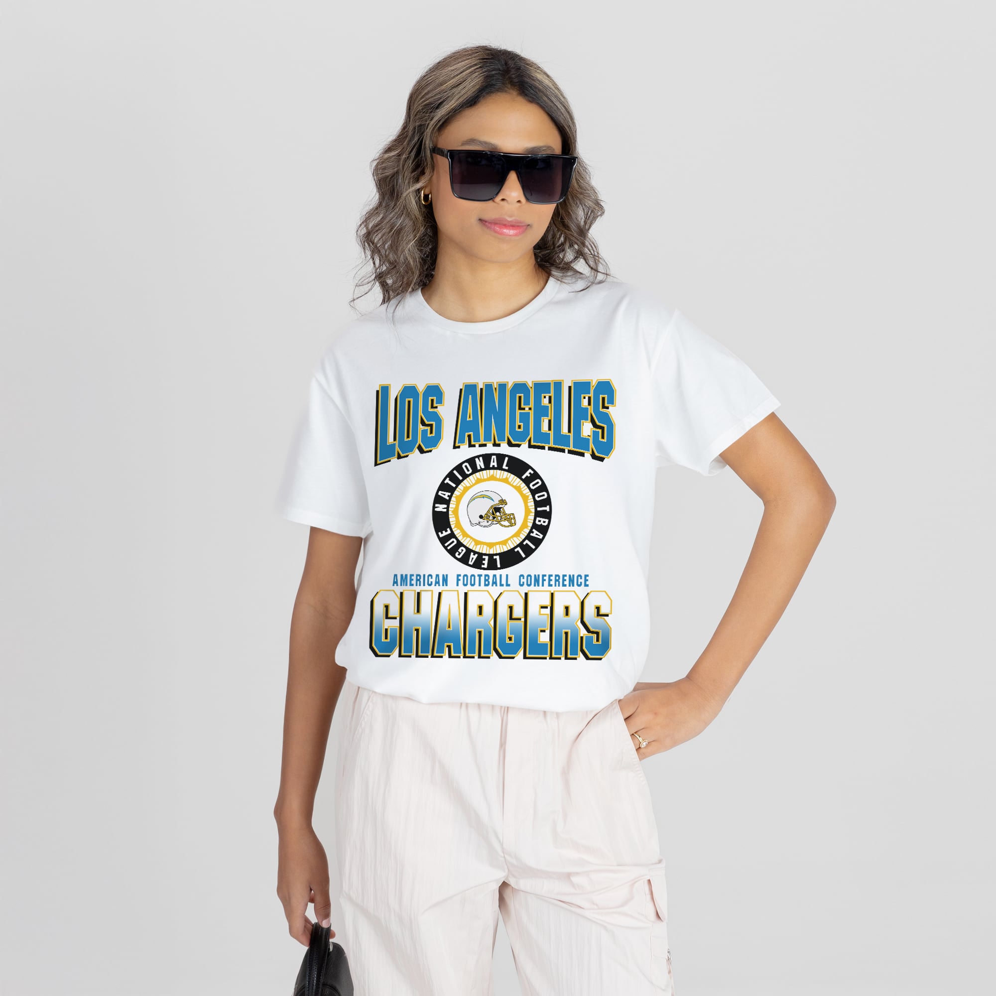 Women’s Gameday Couture White Los Angeles Chargers Oversized All-Time Classic Flowy T-Shirt