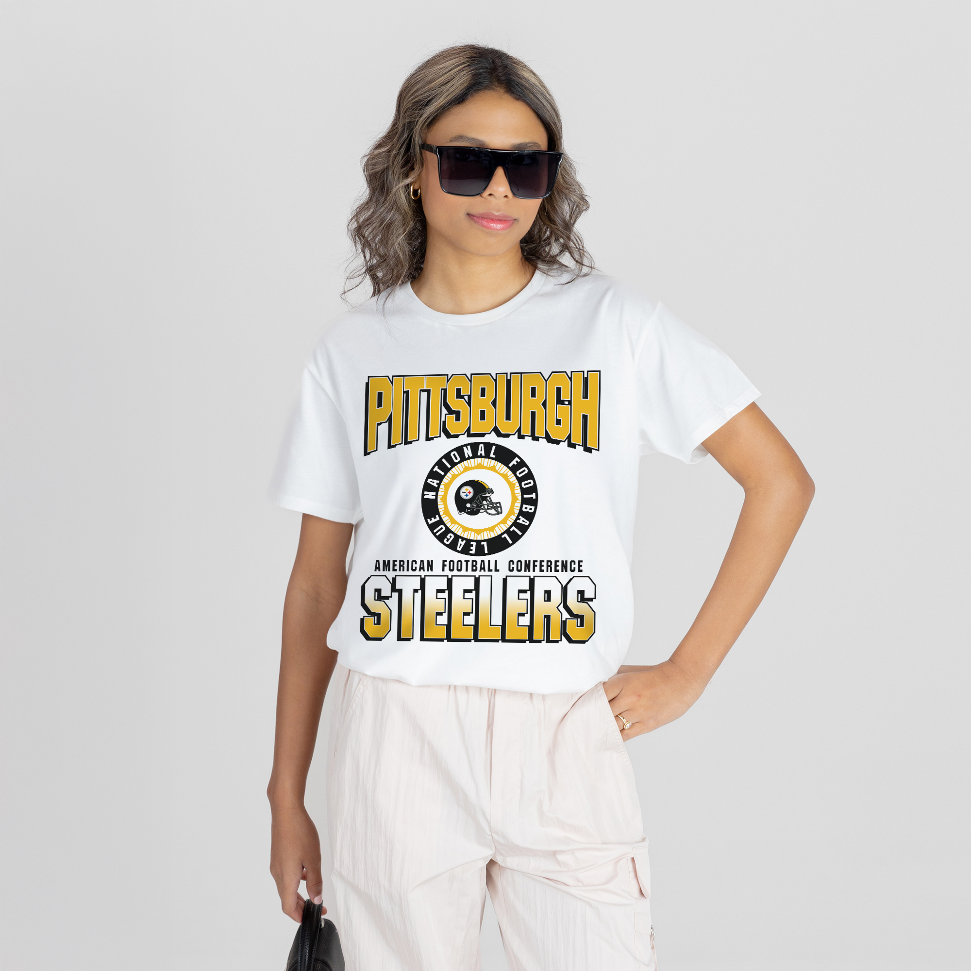 Women's Gameday Couture White Pittsburgh Steelers Oversized All-Time Classic Flowy T-Shirt