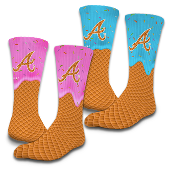 Unisex ISlide Atlanta Braves Ice Cream Drip 2-Pack Lifestyle Crew Socks Set