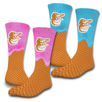 Unisex ISlide Baltimore Orioles Ice Cream Drip 2-Pack Lifestyle Crew Socks Set