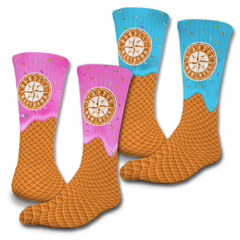 Unisex ISlide Seattle Mariners Ice Cream Drip 2-Pack Lifestyle Crew Socks Set