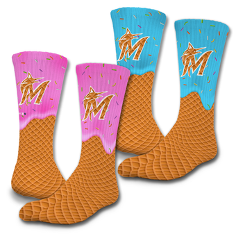 Unisex ISlide Miami Marlins Ice Cream Drip 2-Pack Lifestyle Crew Socks Set