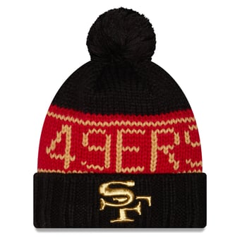 Women's New Era Black San Francisco 49ers Rivalries Collection Cuffed Knit Hat with Pom