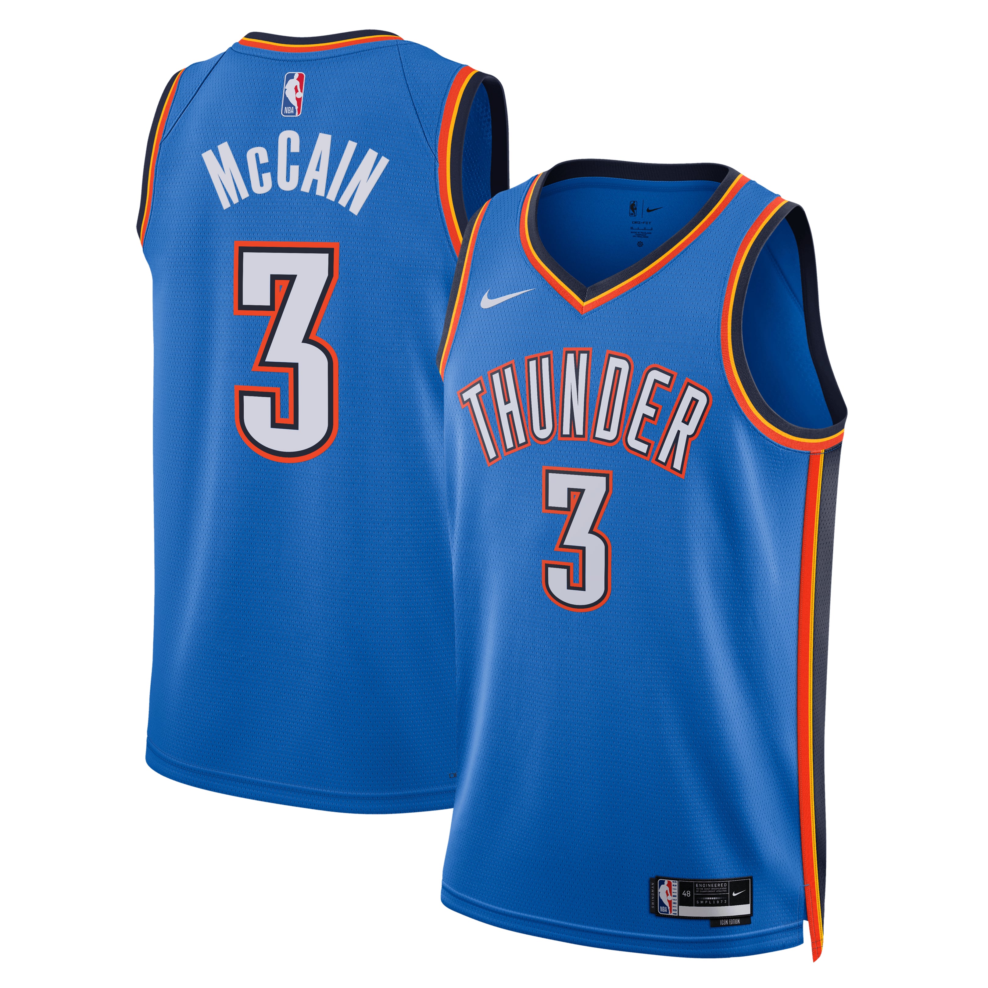 Unisex Nike Jared McCain Blue Oklahoma City Thunder Swingman Jersey - Icon Edition
