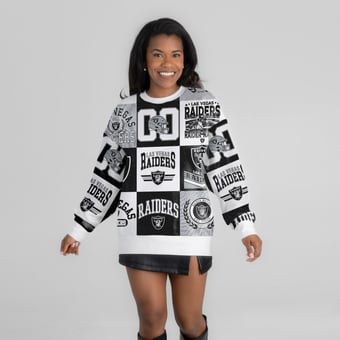 Women's Gameday Couture White Las Vegas Raiders Highlight Reel Repeat Premium Fleece Sweatshirt