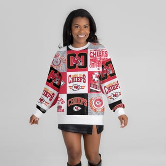 Women's Gameday Couture White Kansas City Chiefs Highlight Reel Repeat Premium Fleece Sweatshirt