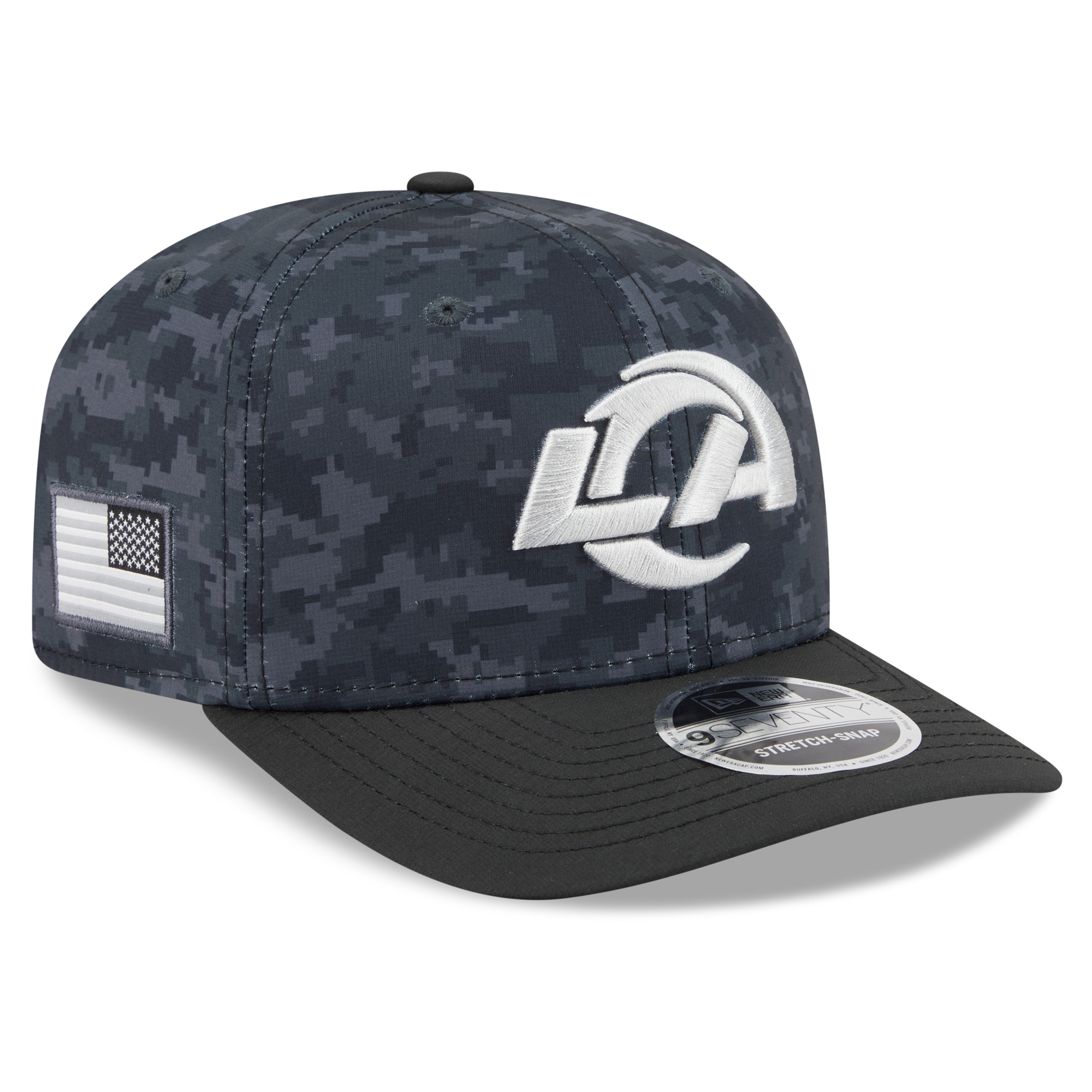 Youth New Era Black Los Angeles Rams 2026 Salute To Service 9SEVENTY Adjustable Hat