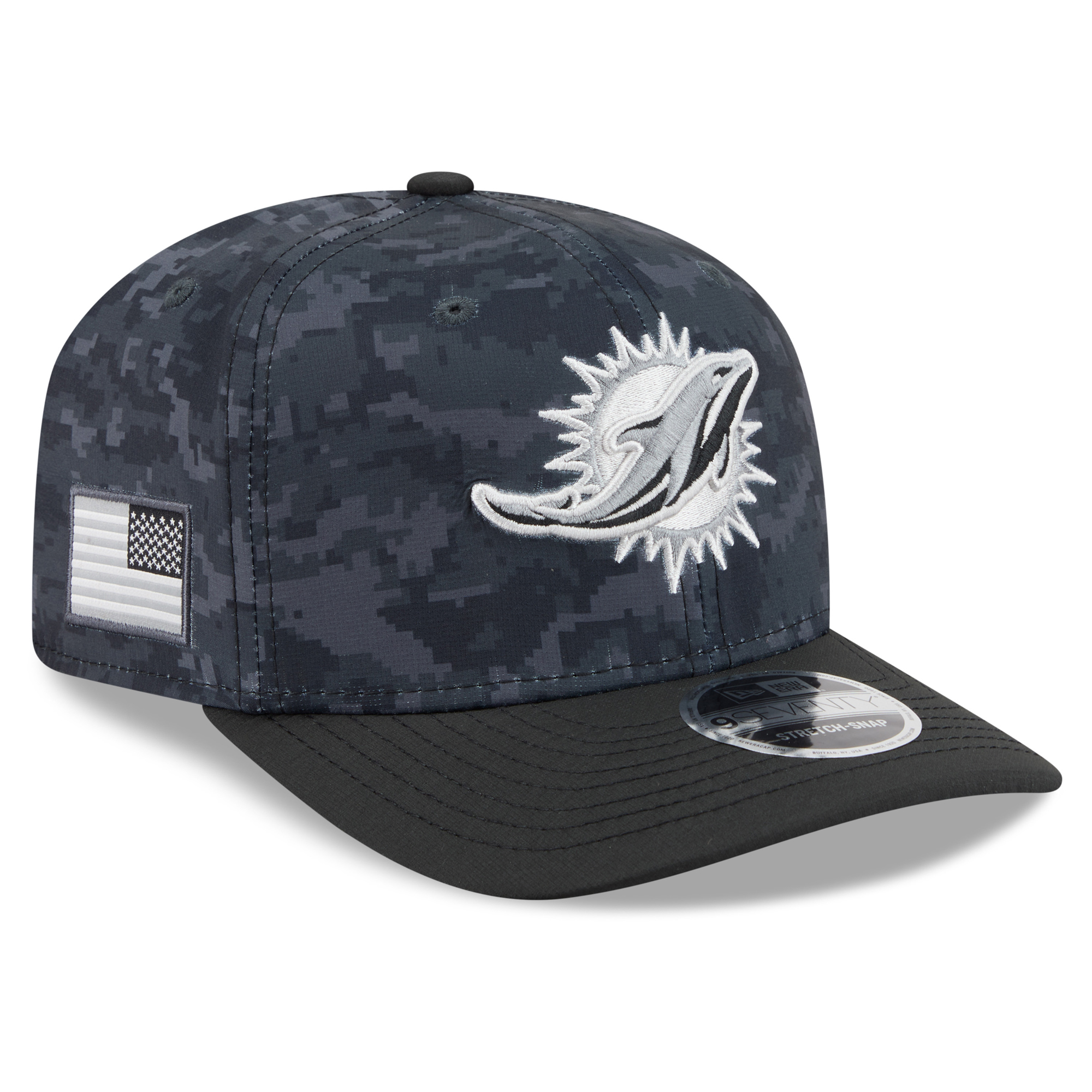 Youth New Era Black Miami Dolphins 2026 Salute To Service 9SEVENTY Adjustable Hat