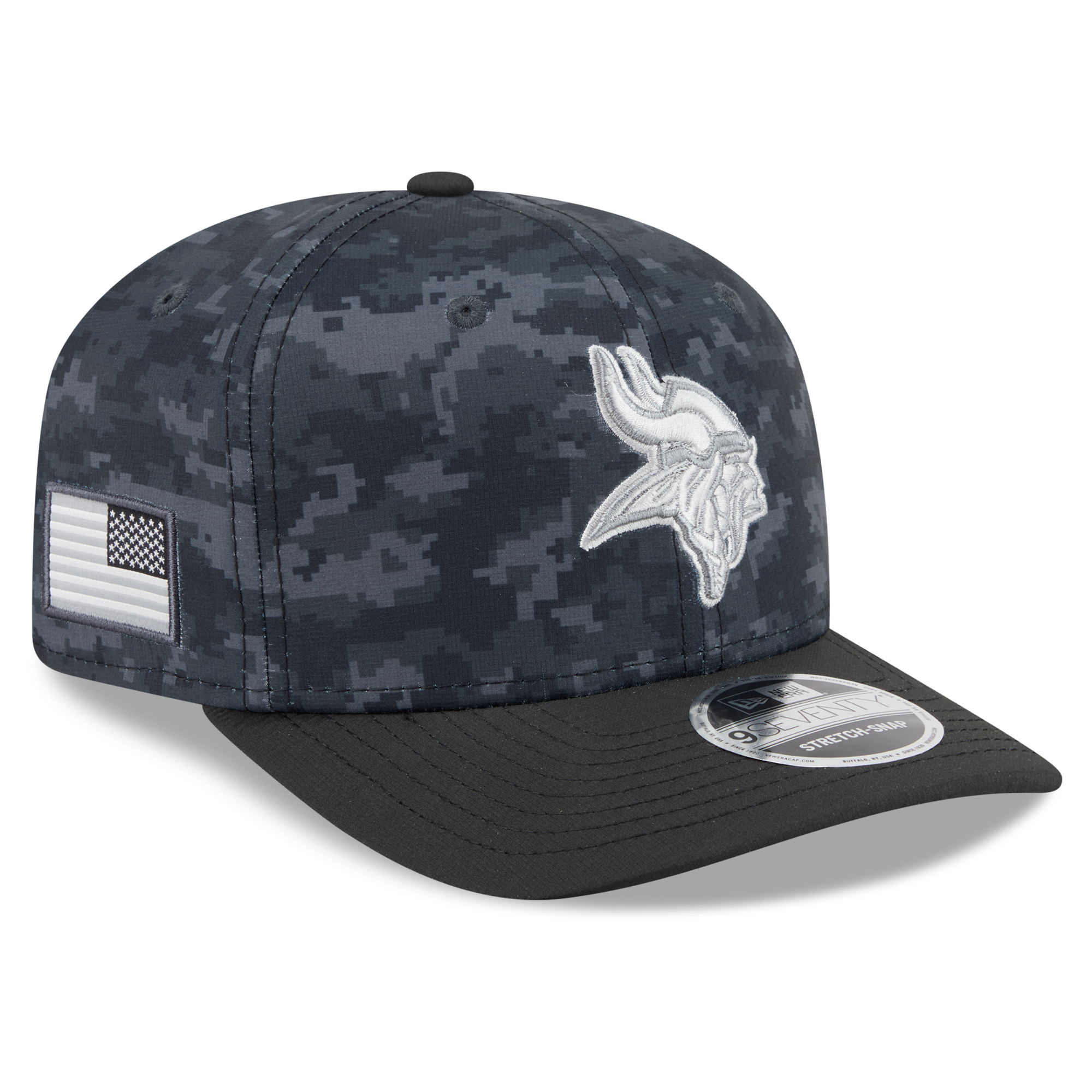Youth New Era Black Minnesota Vikings 2026 Salute To Service 9SEVENTY Adjustable Hat