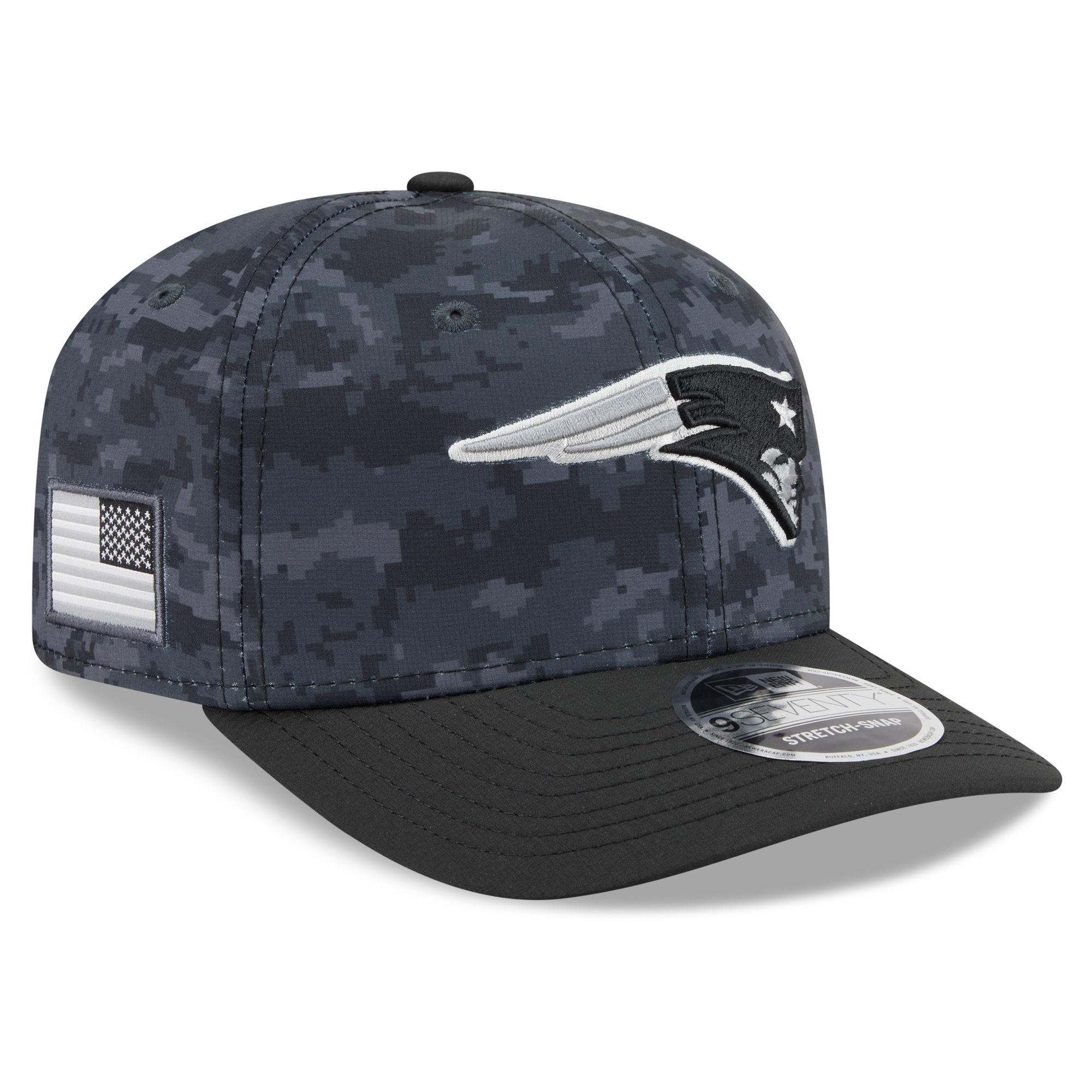 Youth New Era Black New England Patriots 2026 Salute To Service 9SEVENTY Adjustable Hat