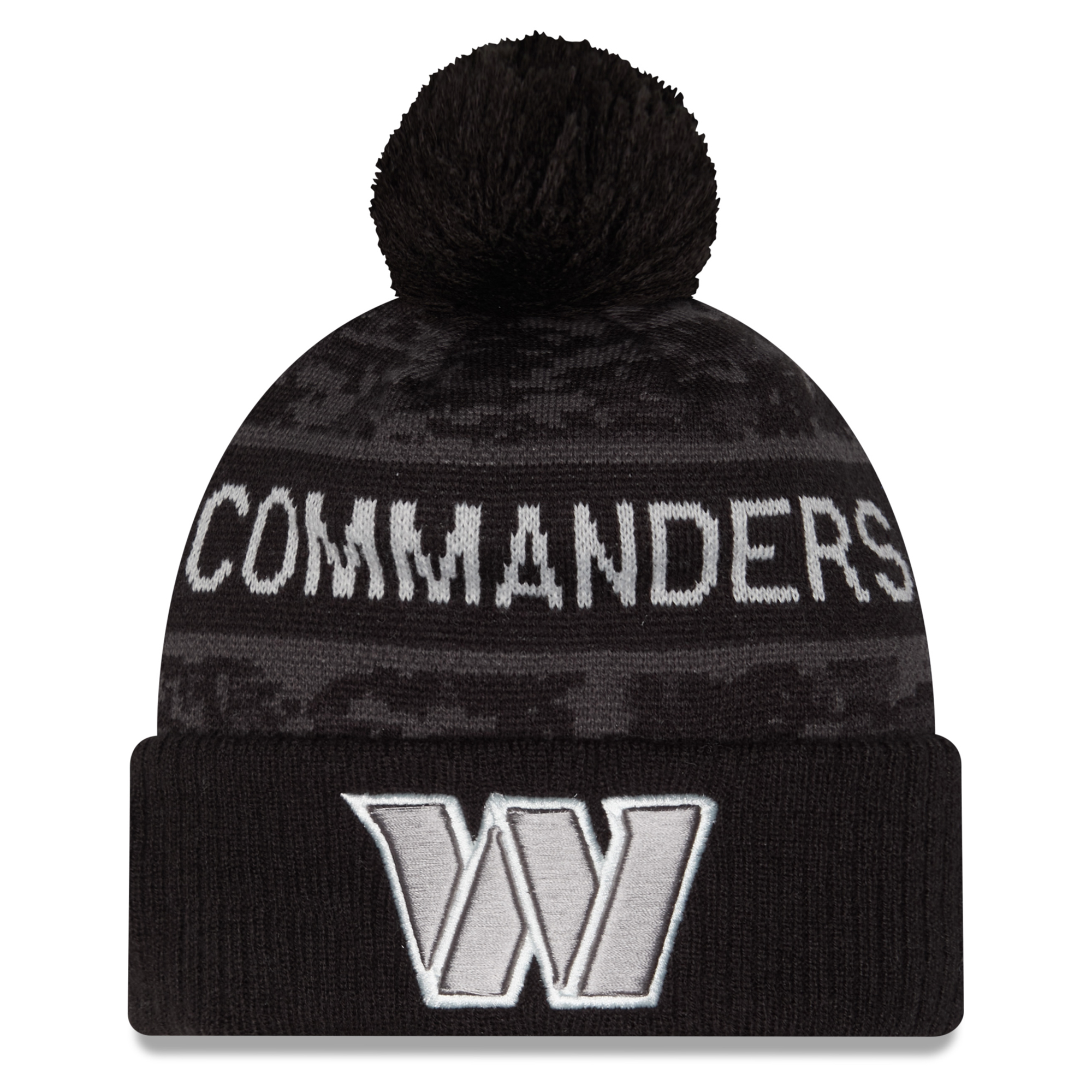 Youth New Era Black Washington Commanders 2026 Salute To Service Cuffed Knit Hat with Pom