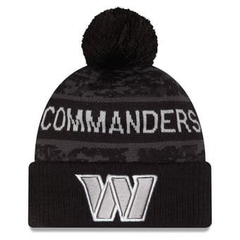 Youth New Era Black Washington Commanders 2026 Salute To Service Cuffed Knit Hat with Pom