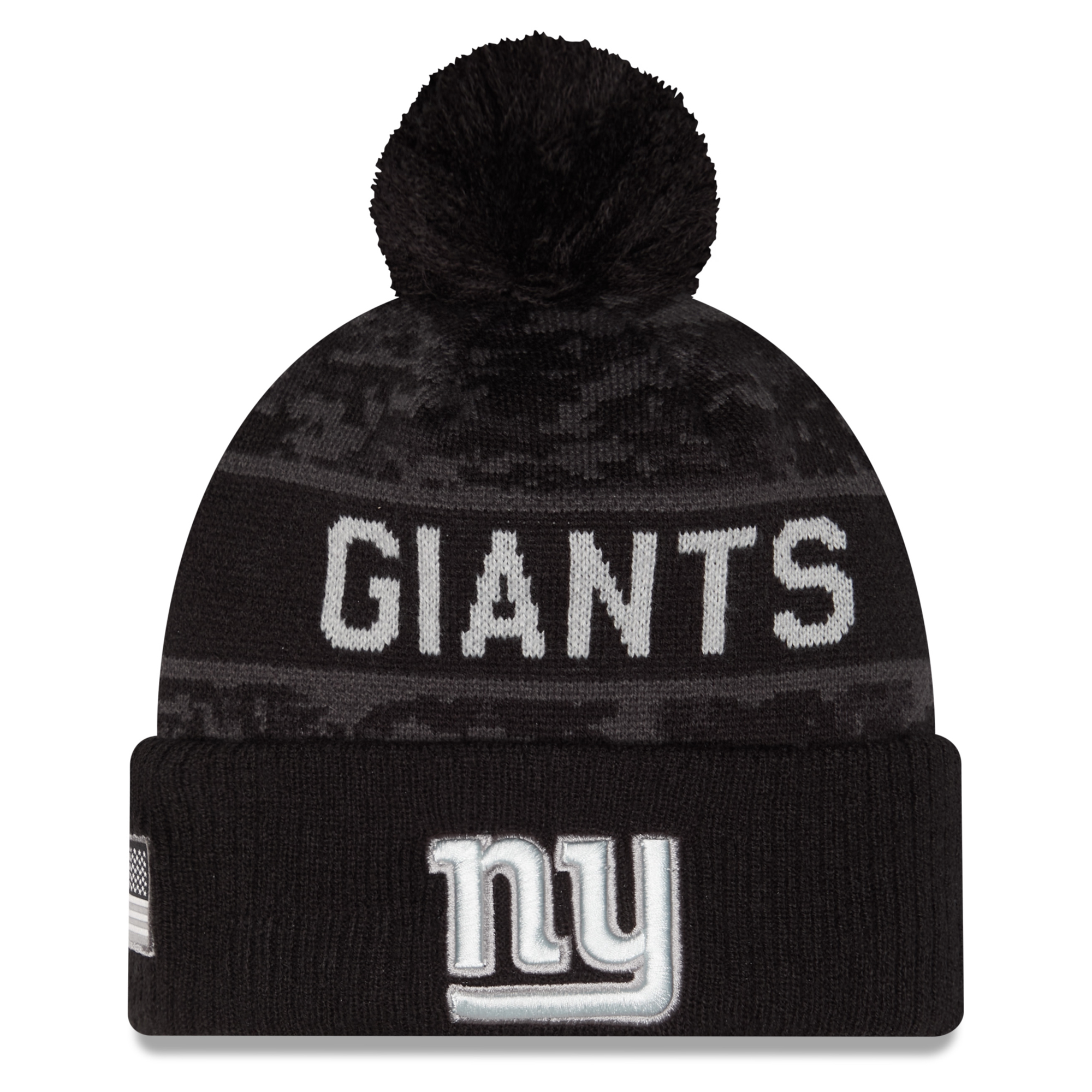 Youth New Era Black New York Giants 2026 Salute To Service Cuffed Knit Hat with Pom