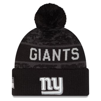 Youth New Era Black New York Giants 2026 Salute To Service Cuffed Knit Hat with Pom