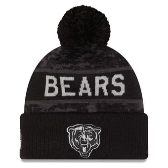 Youth New Era Black Chicago Bears 2026 Salute To Service Cuffed Knit Hat with Pom
