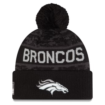 Youth New Era Black Denver Broncos 2026 Salute To Service Cuffed Knit Hat with Pom
