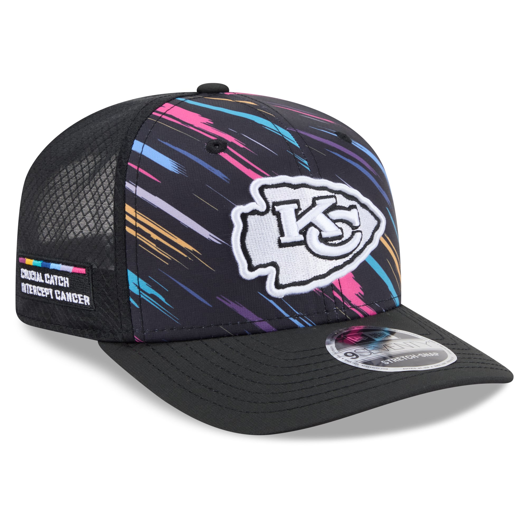Youth New Era Black Kansas City Chiefs 2026 NFL Crucial Catch 9SEVENTY Adjustable Trucker Hat