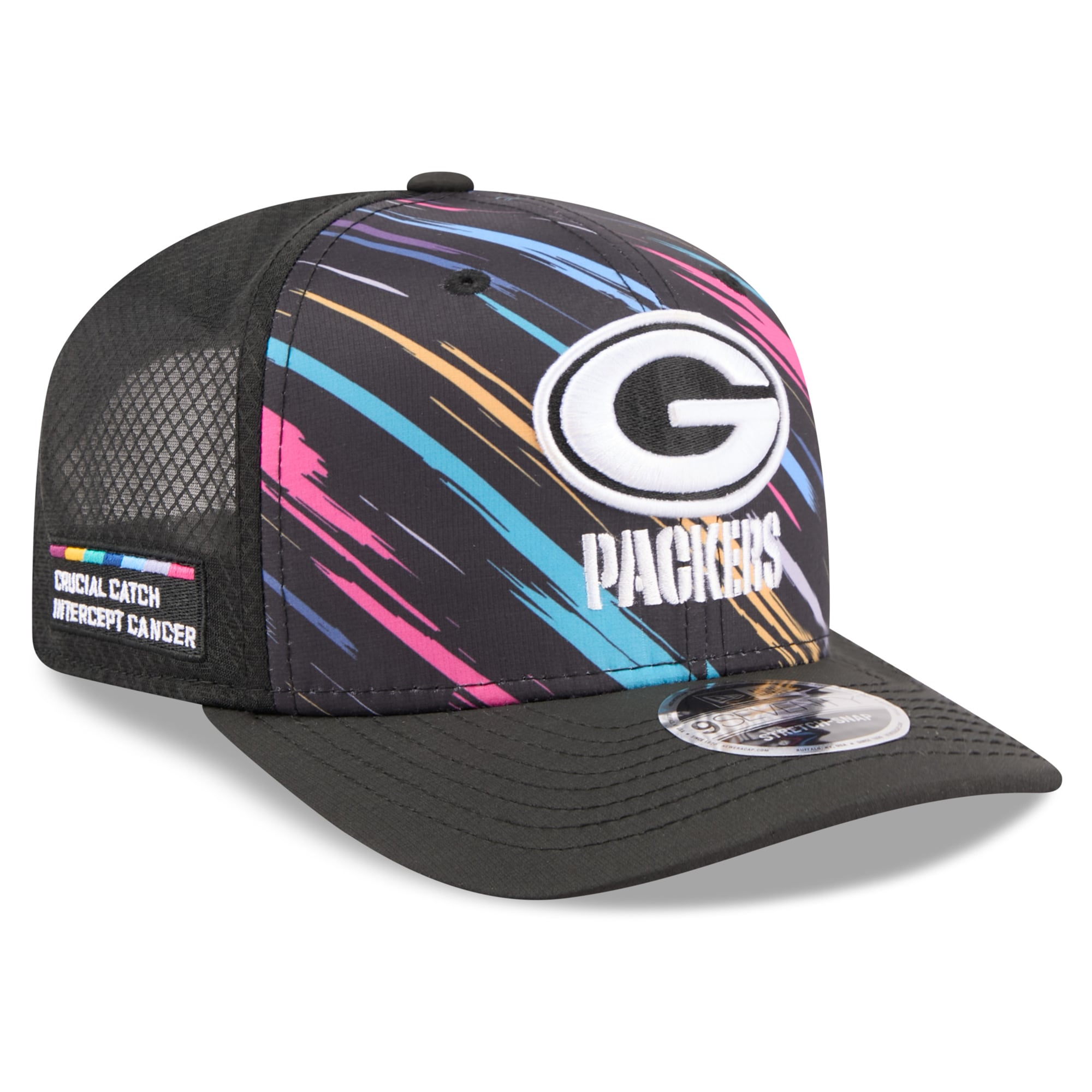 Youth New Era Black Green Bay Packers 2026 NFL Crucial Catch 9SEVENTY Adjustable Trucker Hat