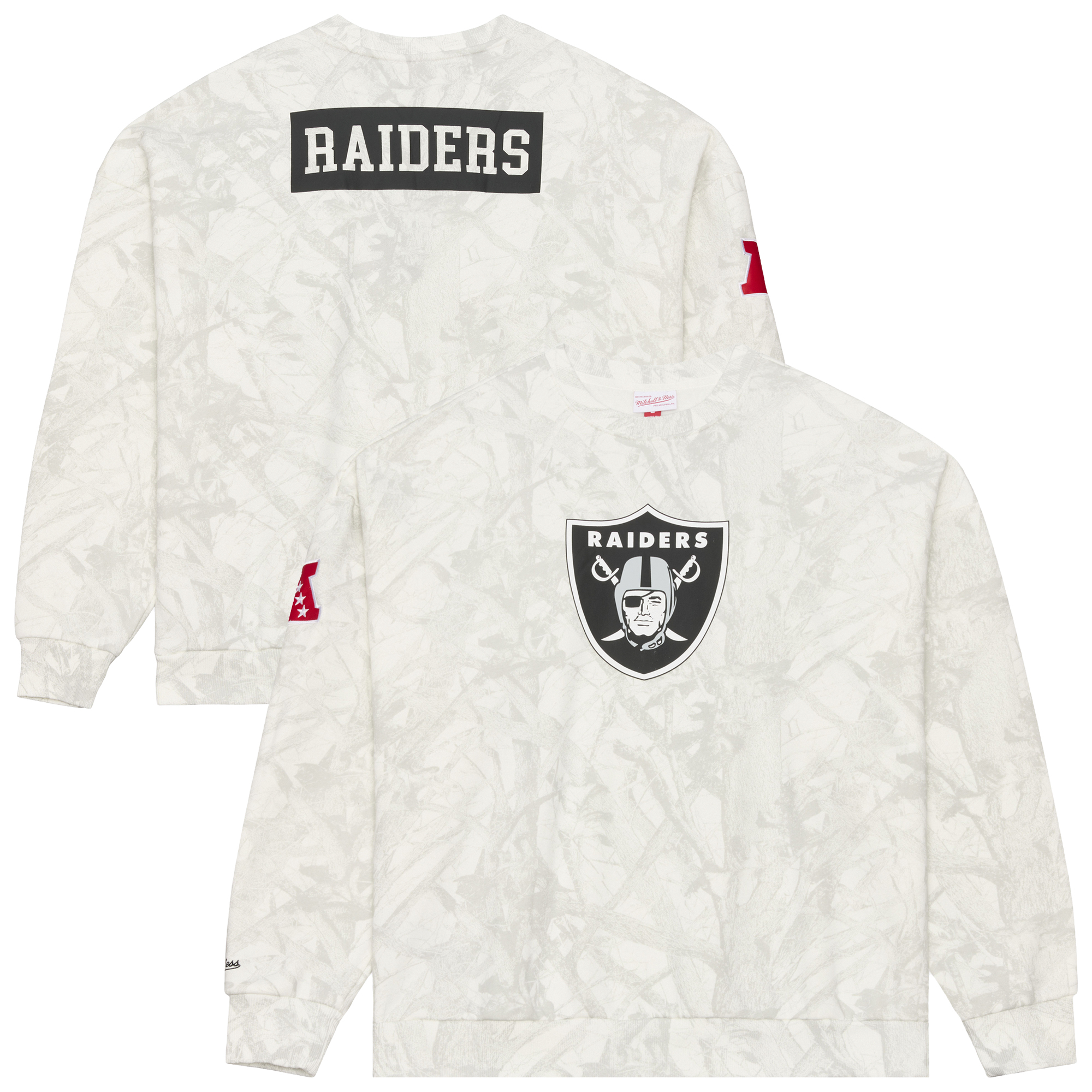 Men's Mitchell & Ness  White Las Vegas Raiders Ghosted Crewneck Sweatshirt