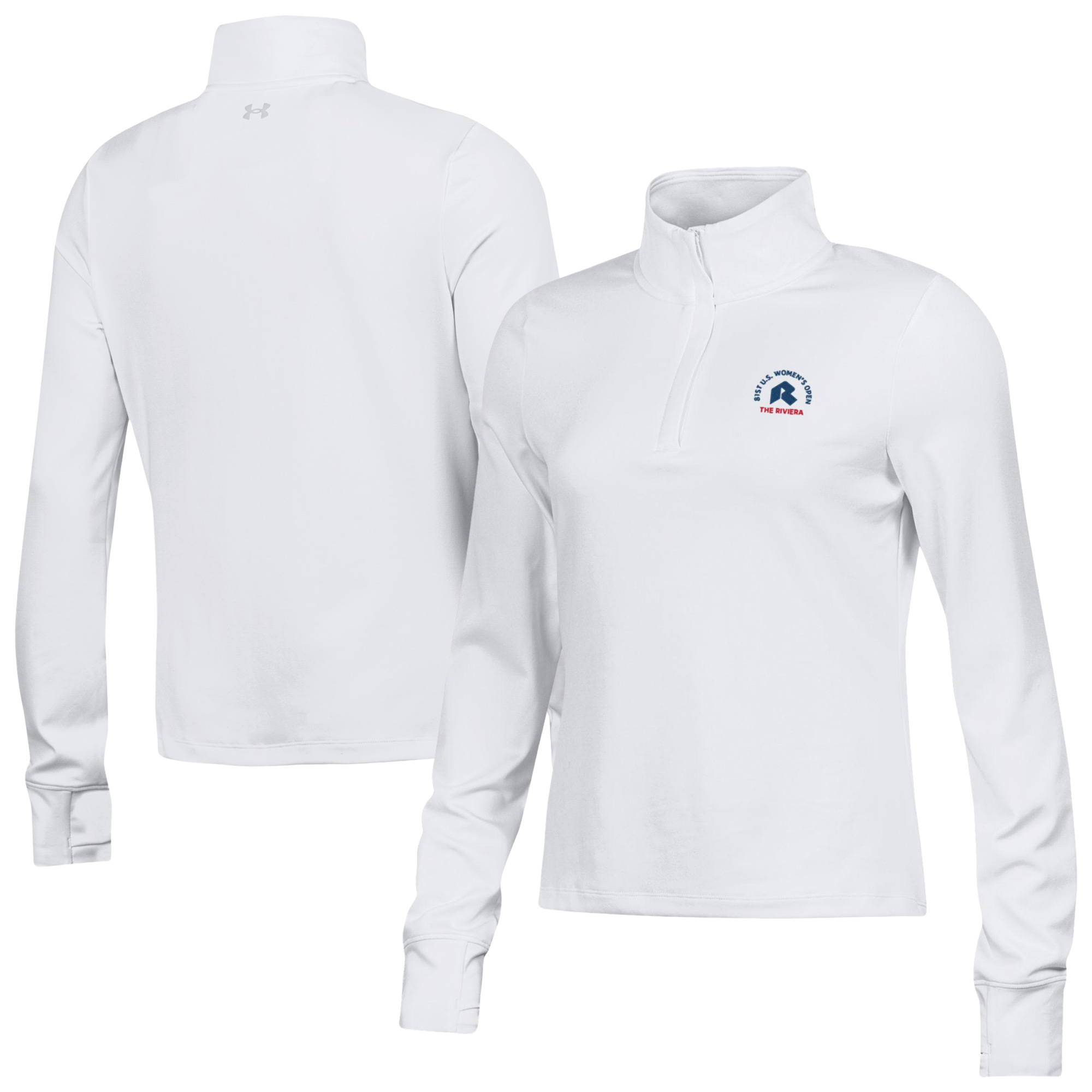 Women’s 2026 U.S. Women’s Open Under Armour White Motion Quarter-Zip Pullover Women’s 2026 U.S. Women’s Open Under Armour White Motion Quarter-Zip Pullover