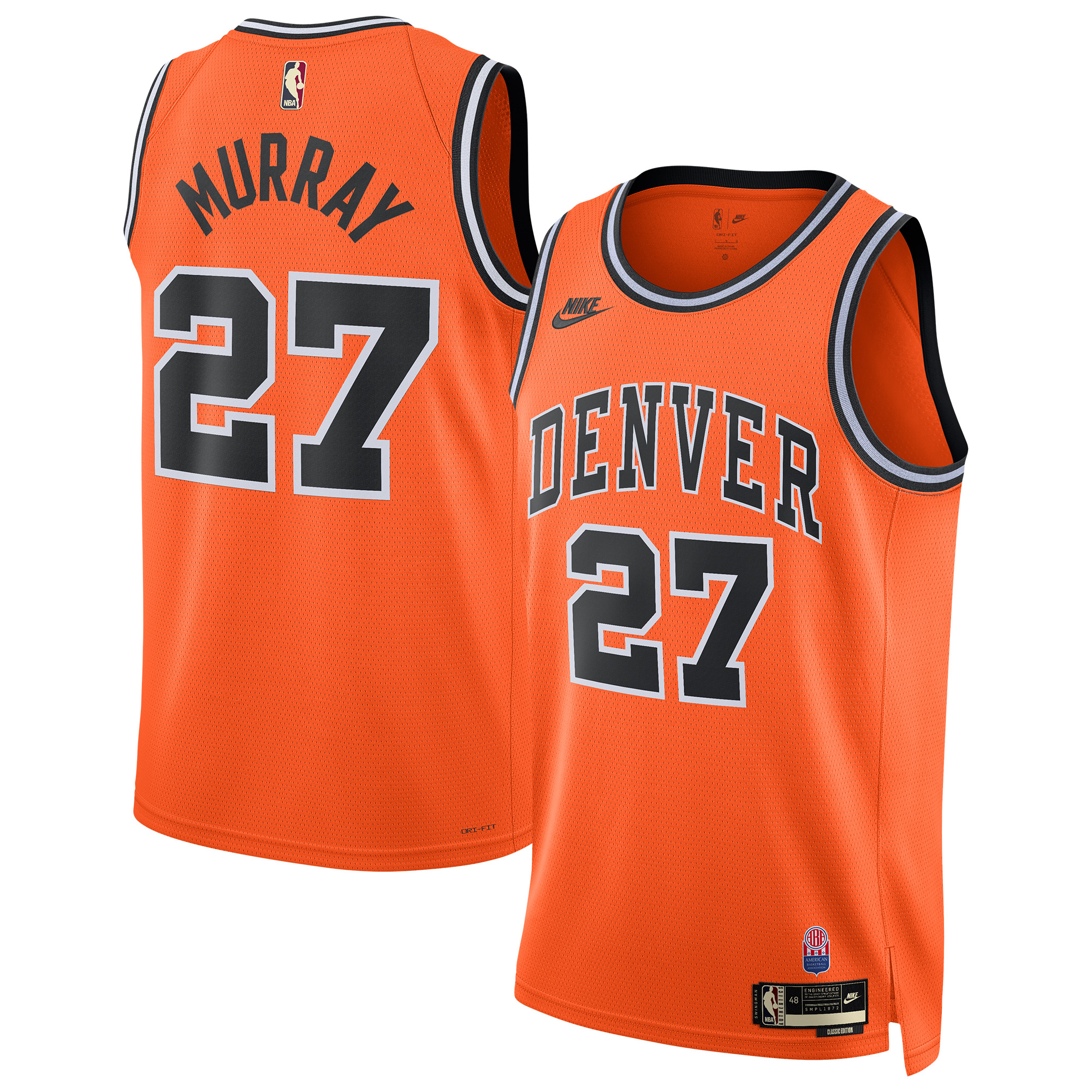 Nike Men's and Women's Jamal Murray Orange Denver Nuggets Classic Edition Swingman Jersey - Orange