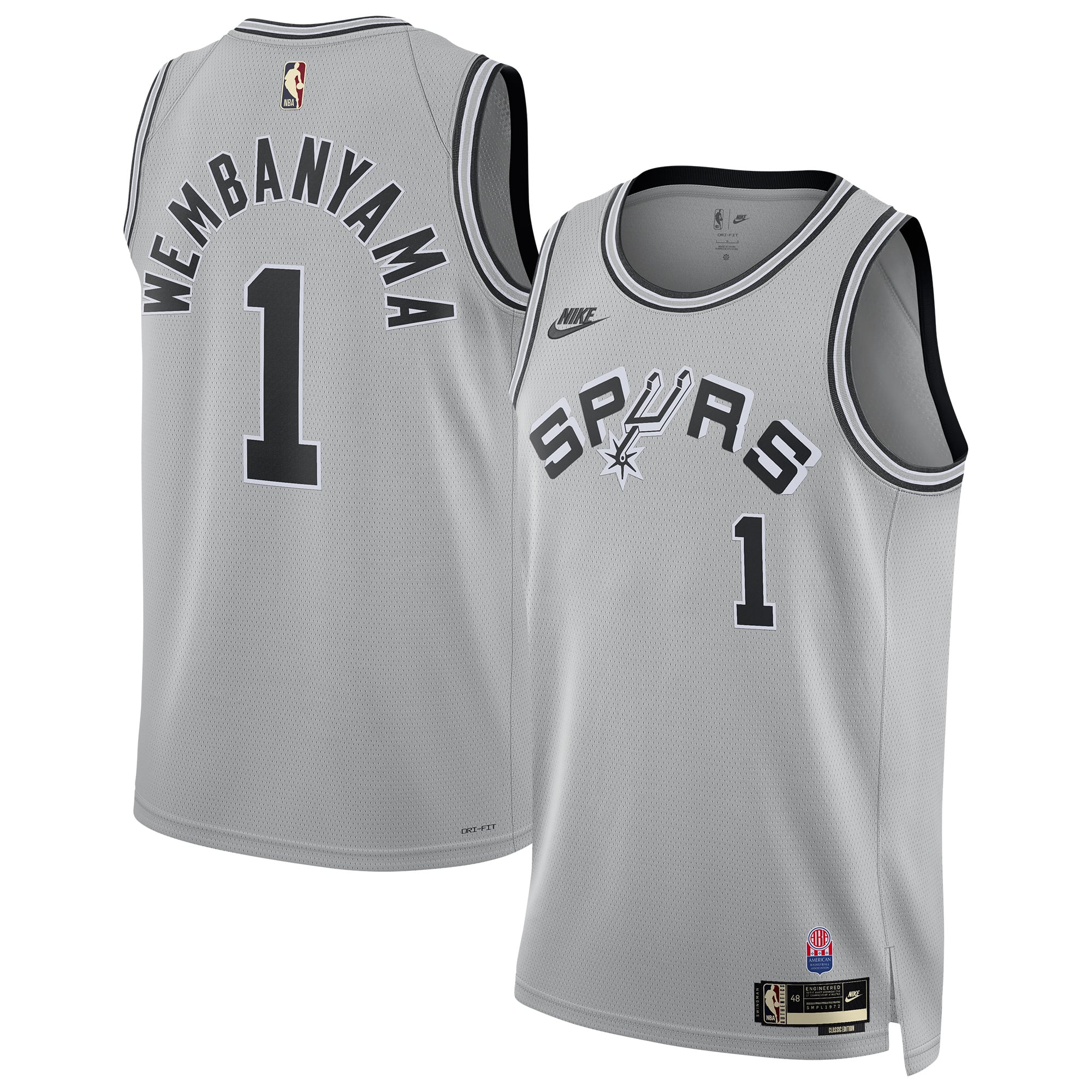 Nike Men's and Women's Victor Wembanyama Silver San Antonio Spurs Classic Edition Swingman Jersey - Silver