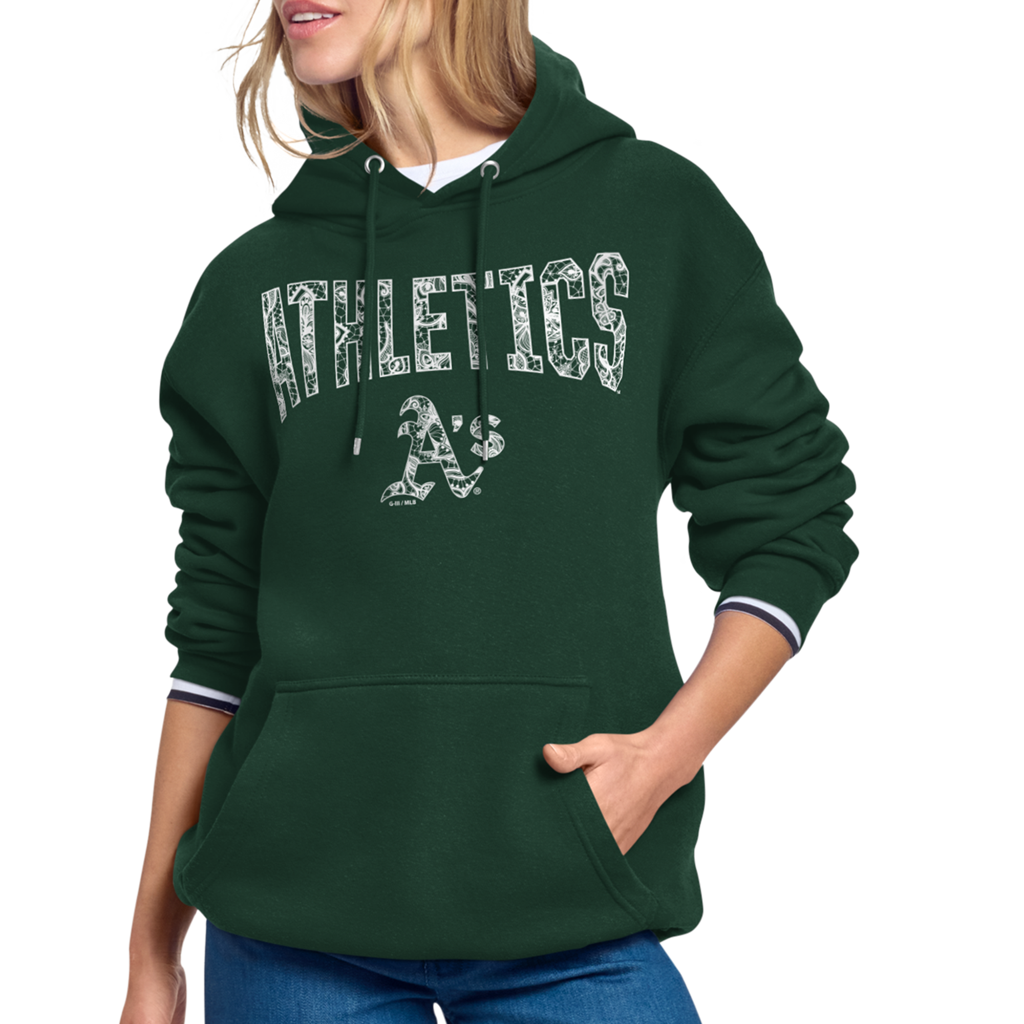 Women's Starter Green Athletics Lace Team Lockup Fleece Hoodie
