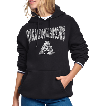 Women's Starter Black Arizona Diamondbacks Lace Team Lockup Fleece Hoodie