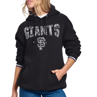 Women's Starter Black San Francisco Giants Lace Team Lockup Fleece Hoodie