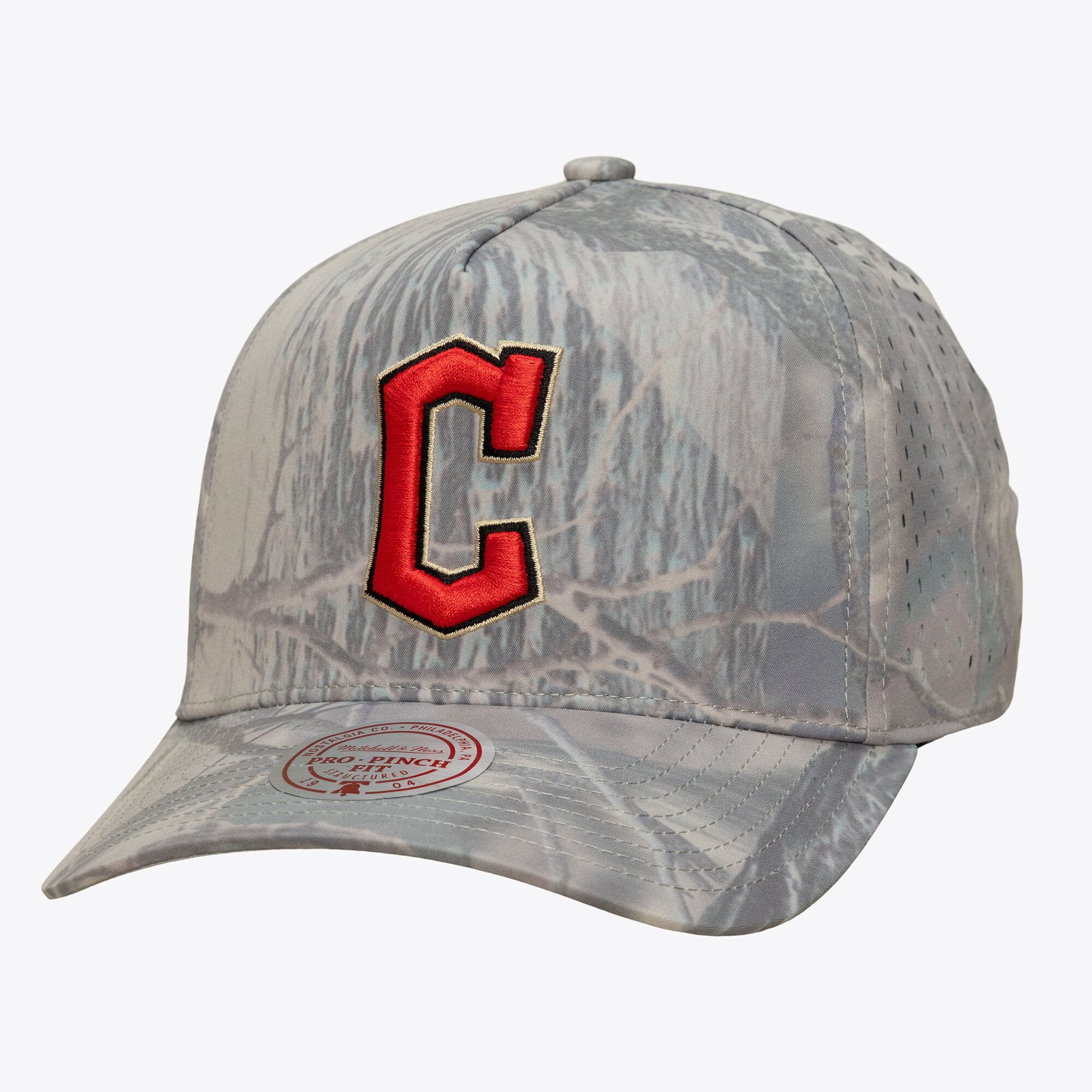 Men's Mitchell & Ness Camo Cleveland Guardians Perfect Pro Pinch Adjustable Hat