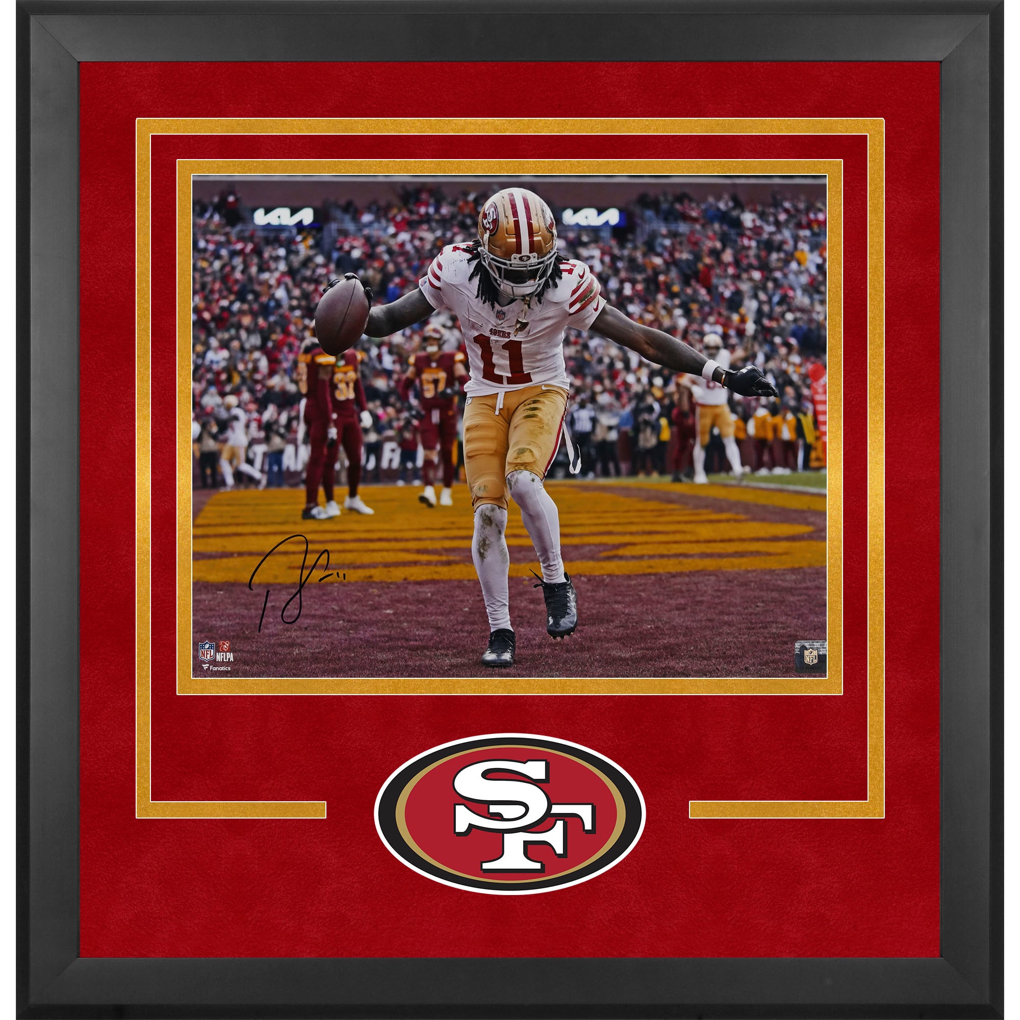 Brandon Aiyuk San Francisco 49ers Autographed Deluxe Framed 16" x 20" Touchdown Celebration Photograph