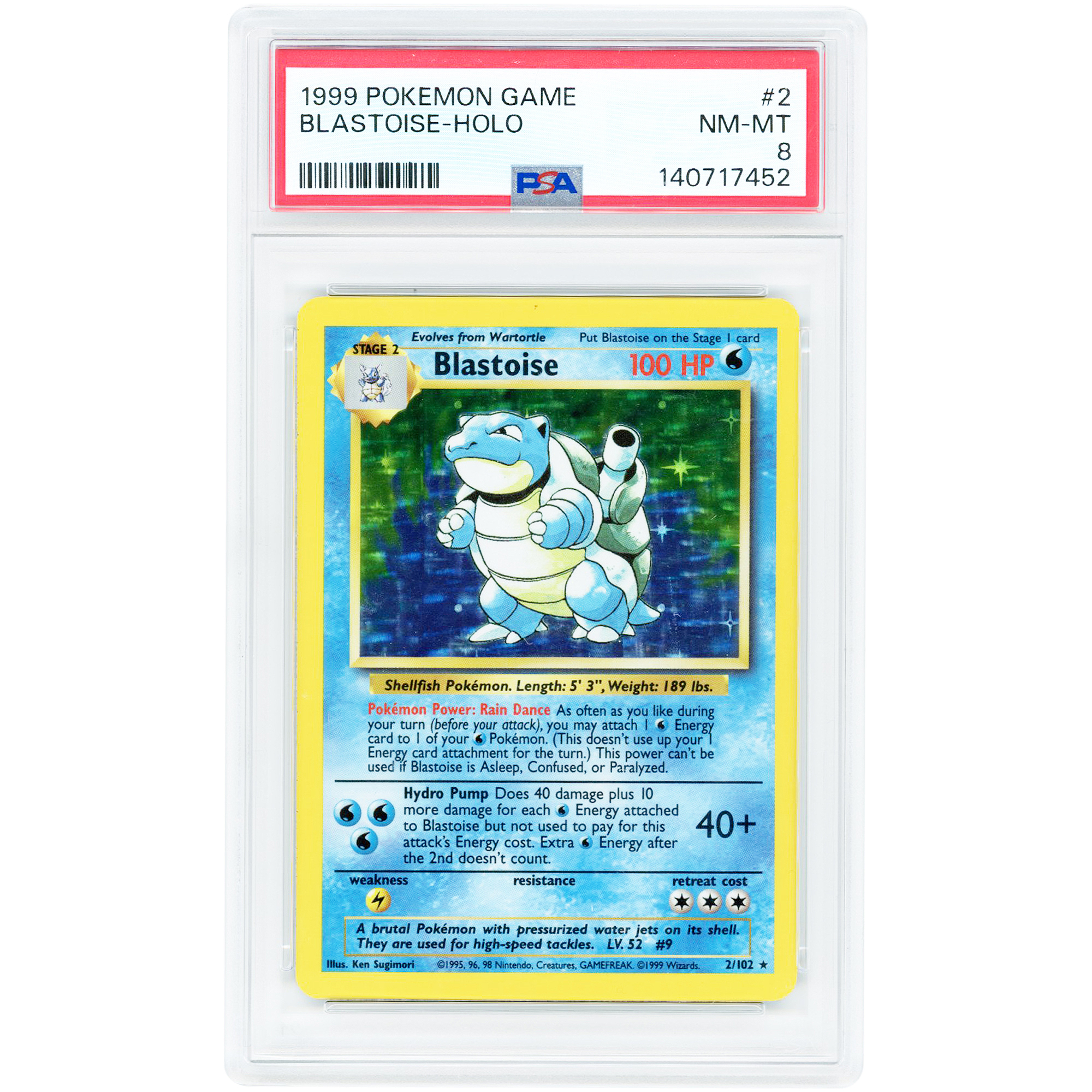 Blastoise 1999 Pokemon Game Holo Rare #2 PSA Authenticated 8 Card