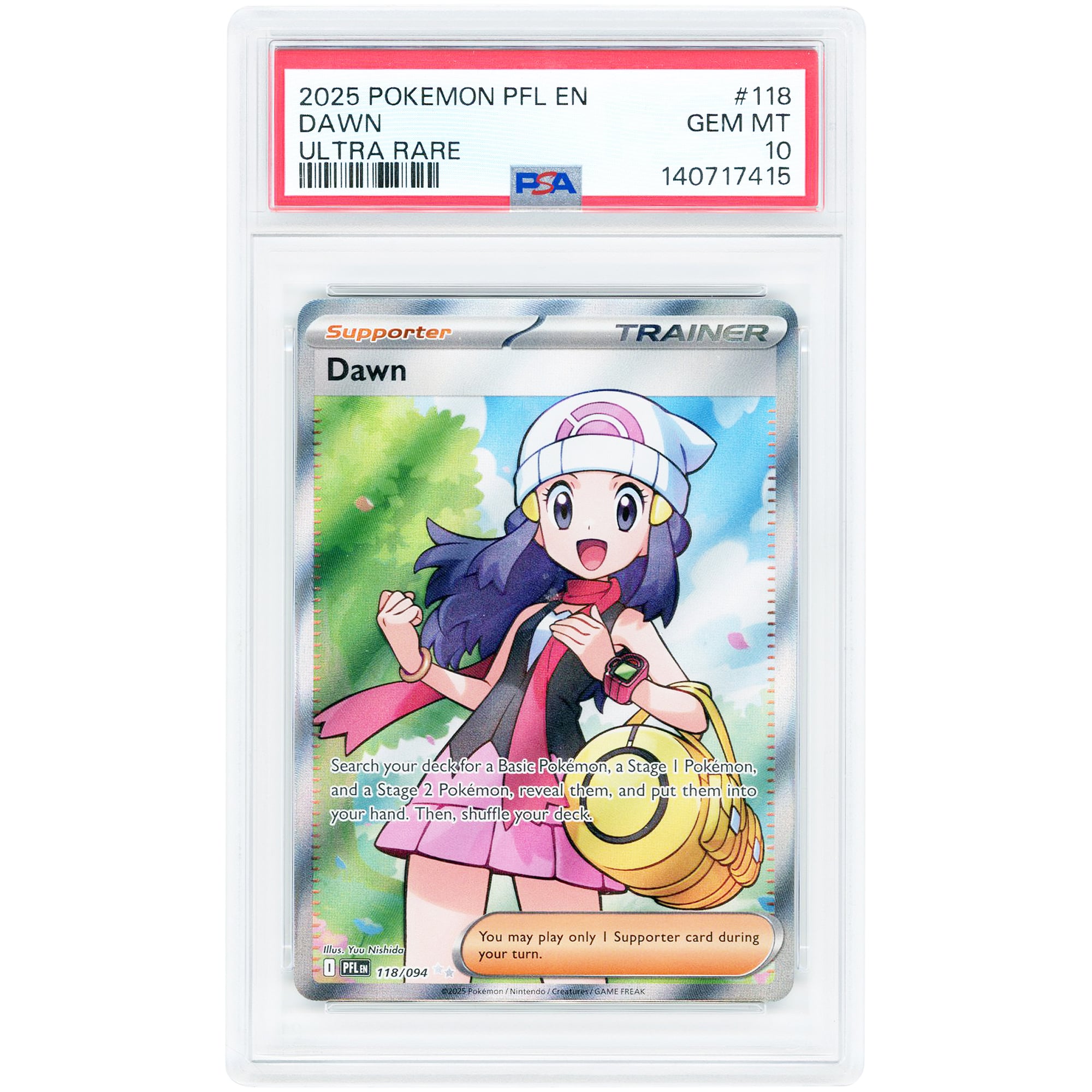 Dawn 2025 Pokemon Phantasmal Flames Ultra Rare #118 PSA Authenticated 10 Card