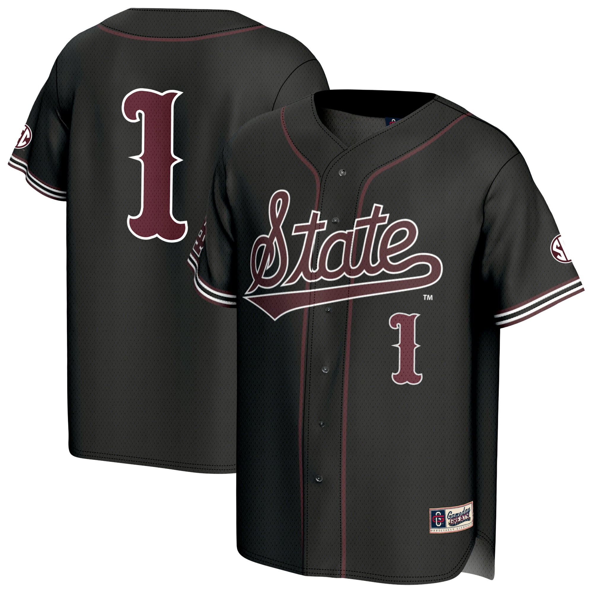 Youth GameDay Greats Black Mississippi State Bulldogs Lightweight Collegiate Baseball Fashion Jersey