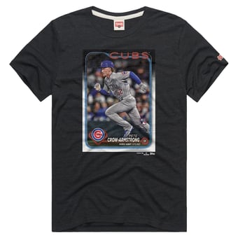 Men's Homage Pete Crow-Armstrong Charcoal Chicago Cubs Topps Baseball Card Tri-Blend T-Shirt