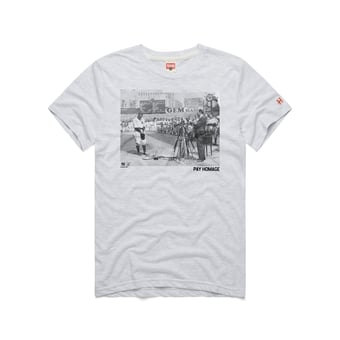 Men's Homage Lou Gehrig Ash New York Yankees Cooperstown Collection Pay Homage Tri-Blend T-Shirt