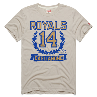 Men's Homage Jac Caglianone Stone Kansas City Royals Wreath Rookie Graphic Tri-Blend T-Shirt