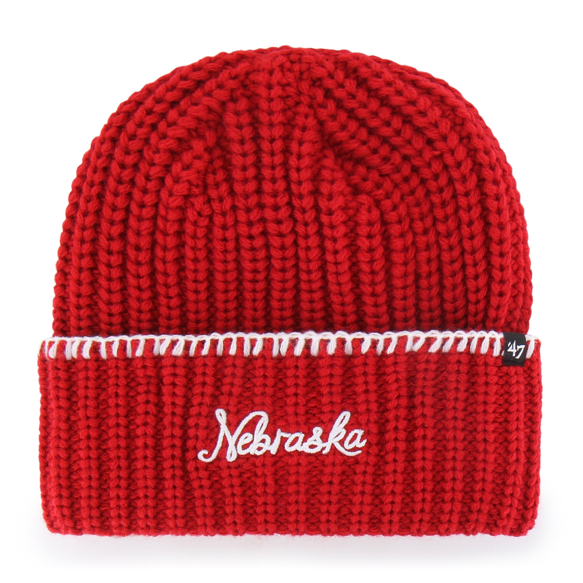 Women's '47  Scarlet Nebraska Huskers Blanket Stitch Cuff Knit Hat
