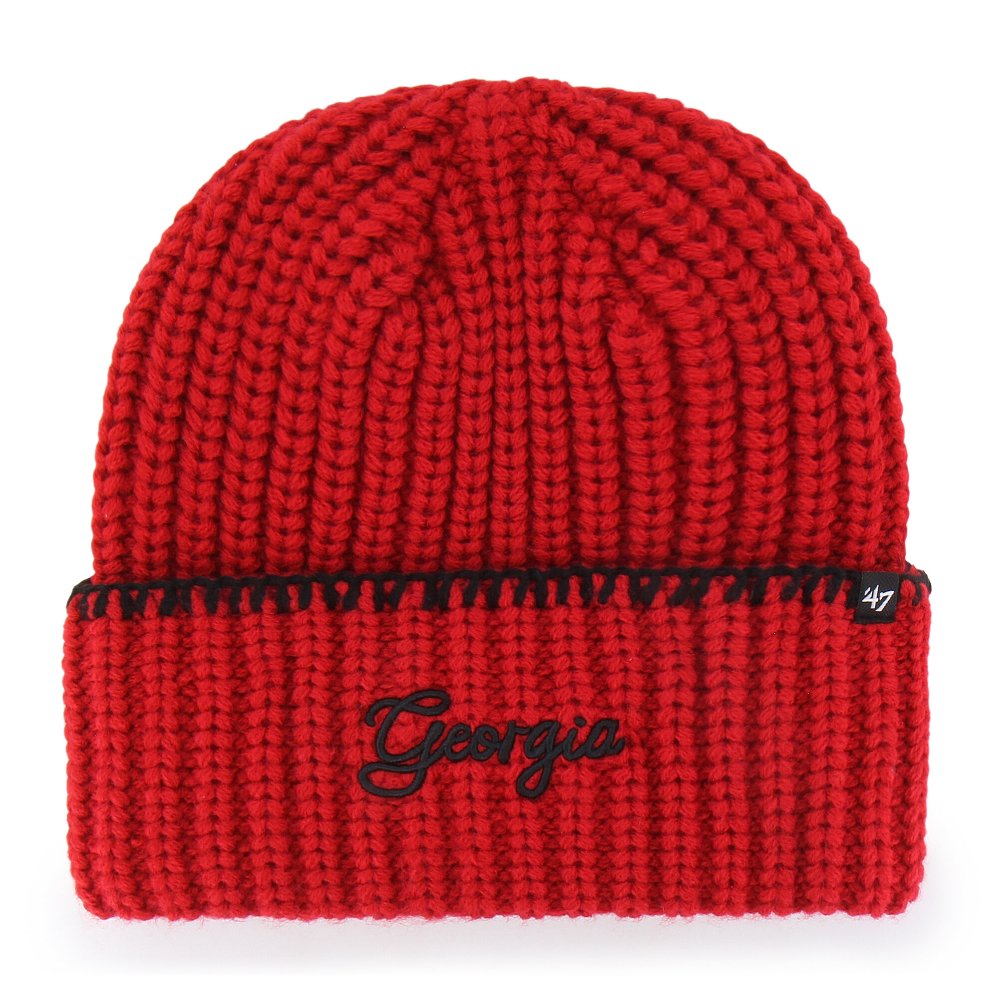 Women's '47  Red Georgia Bulldogs Blanket Stitch Cuff Knit Hat