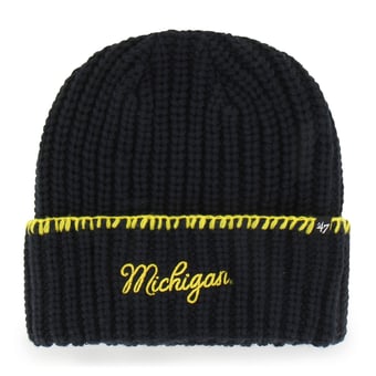 Women's '47  Navy Michigan Wolverines Blanket Stitch Cuff Knit Hat