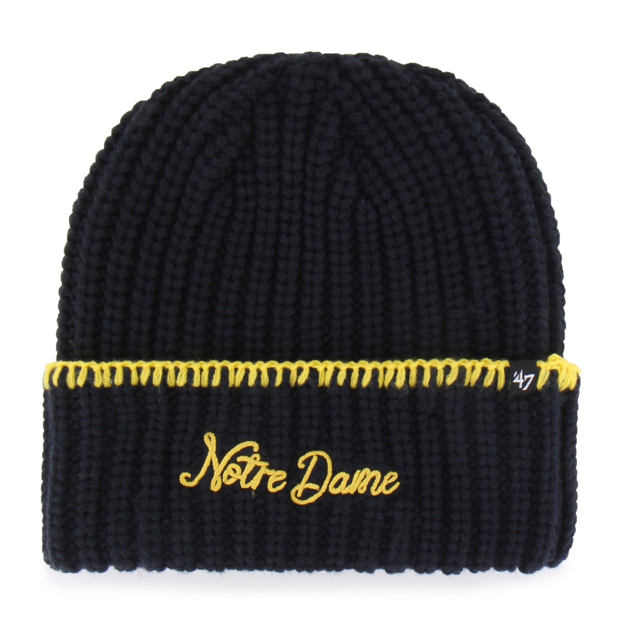 Women's '47  Navy Notre Dame Fighting Irish Blanket Stitch Cuff Knit Hat