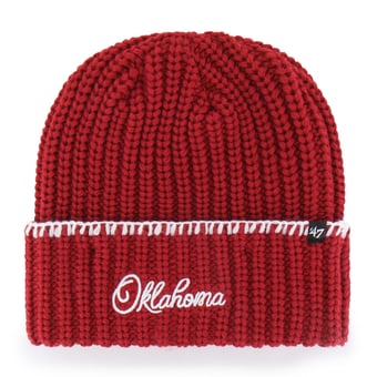 Women's '47  Crimson Oklahoma Sooners Blanket Stitch Cuff Knit Hat