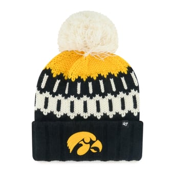 Unisex '47 Black Iowa Hawkeyes Seasonal Chainstitch Knit Hat with Pom