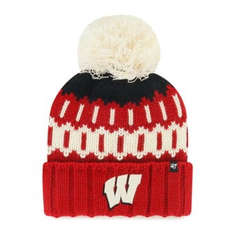 Unisex '47 Red Wisconsin Badgers Seasonal Chainstitch Knit Hat with Pom