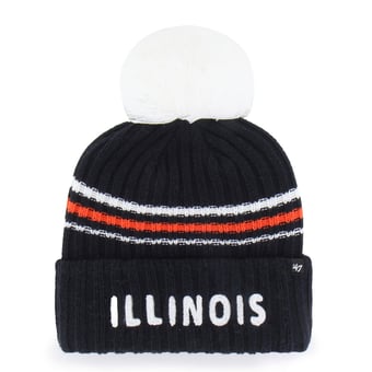 Women's '47  Navy Illinois Fighting Illini Seasonal Fuzzy Script Big Pom Knit Hat