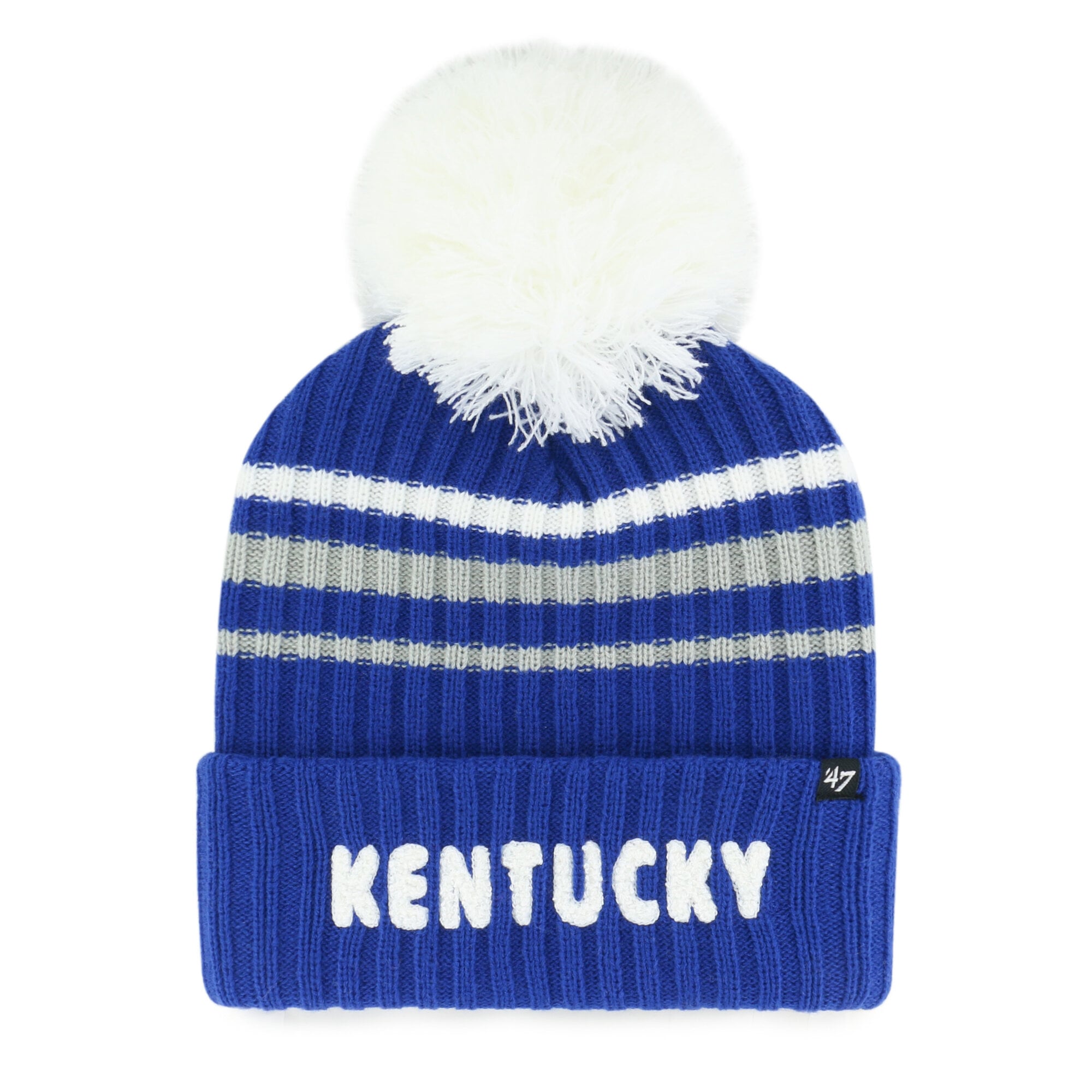 Women's '47  Royal Kentucky Wildcats Seasonal Fuzzy Script Big Pom Knit Hat