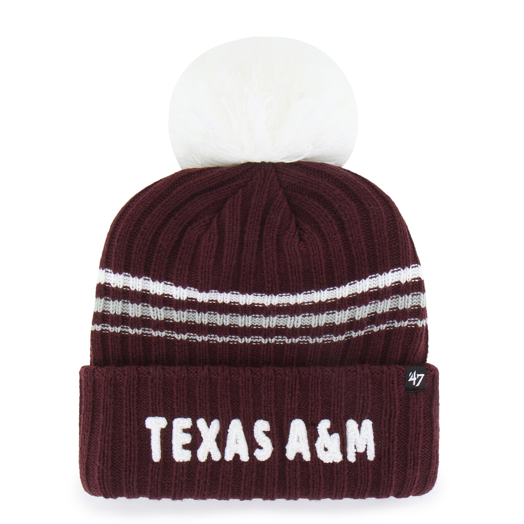 Women's '47  Maroon Texas A&M Aggies Seasonal Fuzzy Script Big Pom Knit Hat