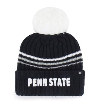 Women's '47  Navy Penn State Nittany Lions Seasonal Fuzzy Script Big Pom Knit Hat